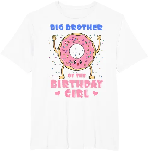 Vista 16 de Big Brother Of The Birthday Girl Donut Bday Party Bro Sib Camiseta, Negro, S