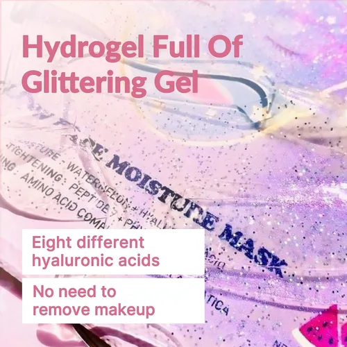 Vista 2 de LALARECIPE Glow Face Moisture Mask - Hidrogel facial hidratante y refrescante con 8 ácidos hialurónicos, sandía y péptidos, cuidado de la piel