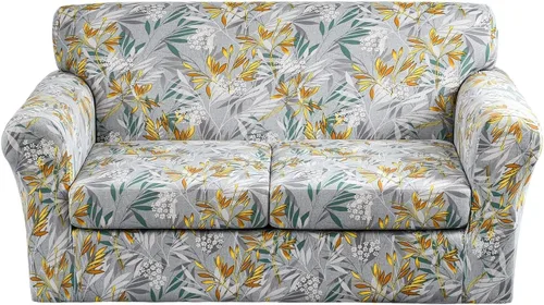 Vista 13 de Fundas elásticas para sofá de 1/2/3 cojines, funda estampada con fundas de cojín de asiento separadas, fundas de sofá lavables, protector de muebles