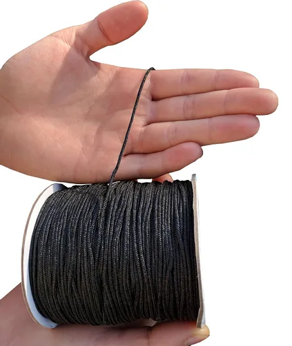 Vista 2 de Cordón trenzado de nailon negro extra fuerte hilo multiusos 0.059 in x 175 yardas 524.9 ft para fabricación de joyas, cuentas de Shamballa