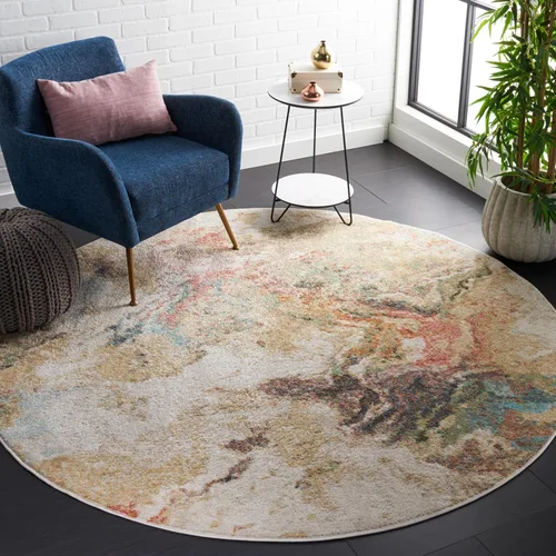 Vista 8 de SAFAVIEH Phoenix Collection - Alfombra decorativa de 4 pies 5 pulgadas x 6 pies 5 pulgadas, marfil y dorado oxidado, diseño abstracto moderno,
