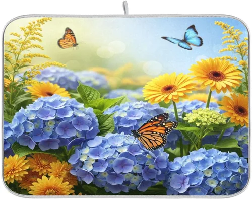 Vista 39 de Tapete de secado de platos de otoño de calabaza y arce de 16 x 18 pulgadas, absorbente para platos de otoño, protector para cocina de secado rápido