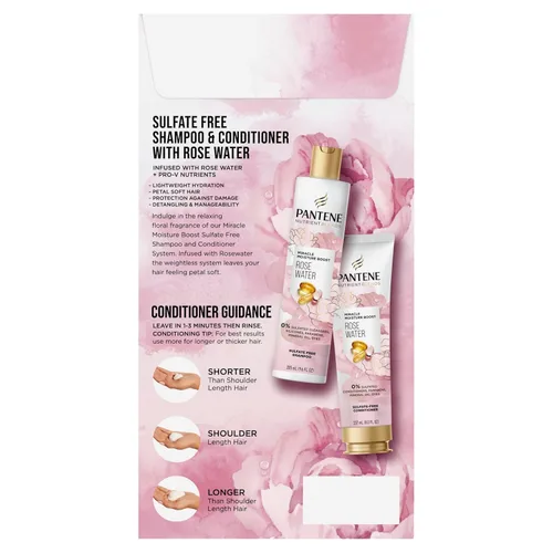 Vista 8 de Pantene Nutrient Blends Miracle Moisture Boost - Champú y acondicionador de agua de rosas, paquete doble para cabello seco, sin sulfatos