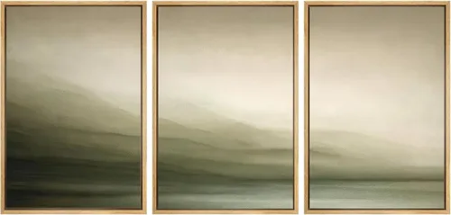 Vista 116 de SIGNWIN Lienzo enmarcado para pared, juego de arte sereno de pantanos con humedales verdes e ilustraciones de agua tranquila, arte moderno