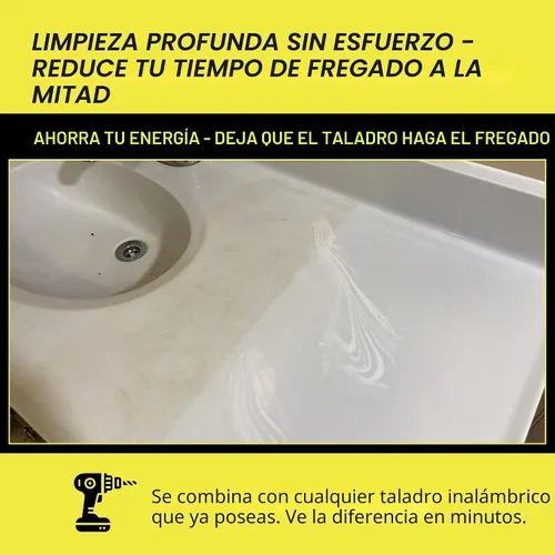 Vista 6 de Drillbrush Juego de Accesorios de Cepillo de Taladro para Limpieza de Baño – Kit de Cepillo Fregador Eléctrico para Bañera, Azulejos, Ducha