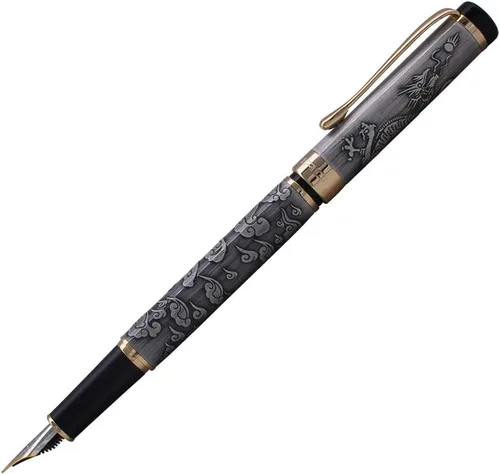 Vista 6 de Pluma estilográfica avanzada Jinhao 5000 Dragon Year Dorado con Negro