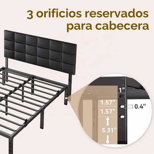Vista 5 de Susalt - Base de cama metálica tamaño Queen, base de cama con plataforma de 14 pulgadas con espacio de almacenamiento, base de colchón