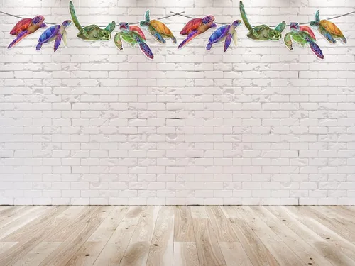 Vista 3 de Cartel de cumpleaños de tortuga: bonitas decoraciones de fiesta de tortuga marina para baby shower, cumpleaños de niños, celebraciones temáticas