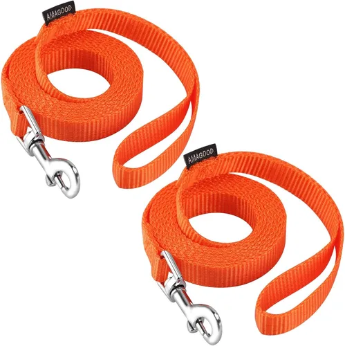 Vista 28 de AMAGOOD 6 pies de correas para cachorros/perros, correa de estilo tradicional resistente con gancho de cuello fácil de usar, correa para perros Negro