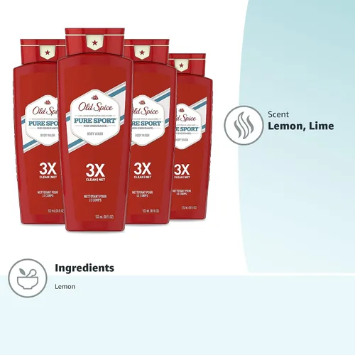 Vista 7 de Old Spice Gel de baño de alta resistencia para hombres, aroma puro deportivo, 18 onzas líquidas (18.0 fl oz)