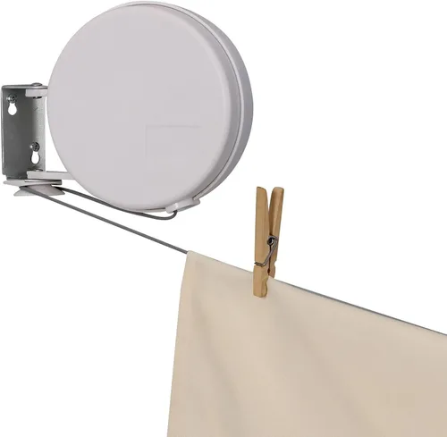 Vista 6 de Household Essentials Tendedero retráctil de una sola línea para colgar la ropa, 40 pies, color blanco