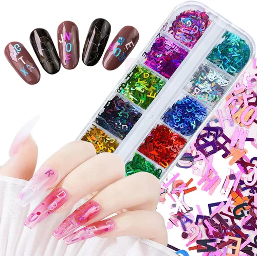 Vista 20 de Lentejas de purpurina camaleón para uñas, lentejuelas de arte de uñas holográficas 3D con gradiente láser, polvo de purpurina brillante en gel UV
