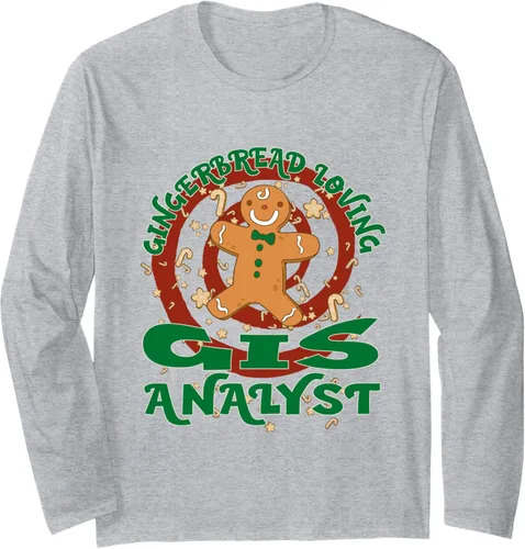 Vista 3 de GIS Analyst Job Gingerbread Funny Xmas Long Sleeve T-Shirt