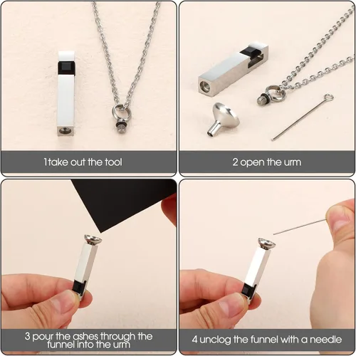 Vista 4 de Fumete 6 piezas de collar de cenizas, joyería de urna para cenizas humanas, colgante conmemorativo - para hombres y mujeres