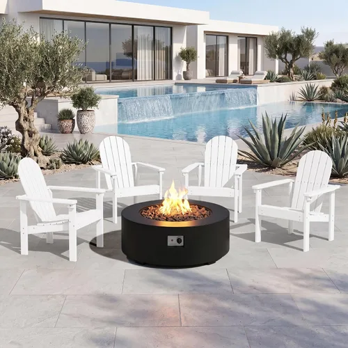Vista 14 de SERWALL Silla Adirondack moderna apilable, silla de patio al aire libre de HDPE con diseño que ahorra espacio, silla para hoguera para todo