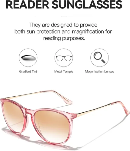 Vista 4 de IGnaef Reading Sunglasses for Women, Full Lens readers UV400 Protection IF8859