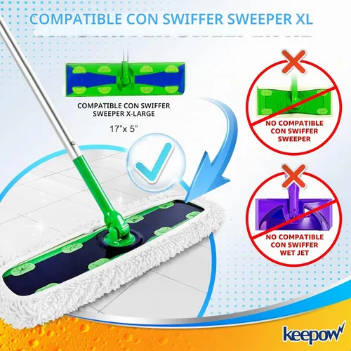 Vista 2 de KEEPOW Recambios húmedos reutilizables XL compatibles con Swiffer Sweeper