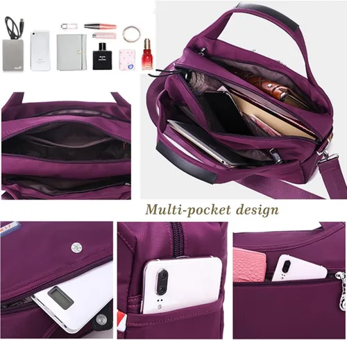 Vista 6 de Bolso cruzado para mujer, bolso de hombro casual, impermeable, tela Oxford, bolso de mensajero para mujer