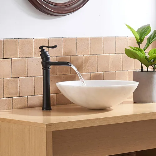 Vista 3 de BWE Grifo de lavabo de recipiente cascada solo agujero negro grifo de Mate negro