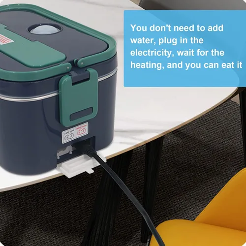 Vista 6 de Fiambrera eléctrica de 60 W, calentador de alimentos 3 en 1 (gran capacidad de 1.8L) para coche/camión/hogar/oficina, lonchera térmica con bolsa