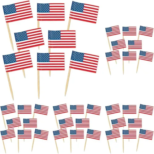 Vista 8 de Paquete de pinches con bandera estadouniense para fiestas (1 paquete de 50 unidades), Paquete de 1, Rojo/Blanco/Azul