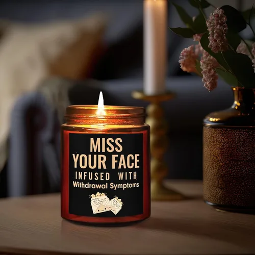 Vista 6 de Regalos divertidos para amigos para mujeres y hombres, vela Miss Your Face para ella y él, divertido cumpleaños, amistad, regalo relajante, vela