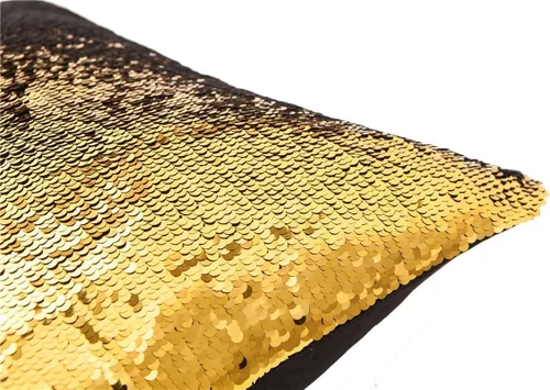 Vista 5 de MOCOFO Fundas de almohada decorativas de lentejuelas mágicas reversibles 16x16-2 de plata a oro + 2 de oro a negro de ante premium para habitación 4