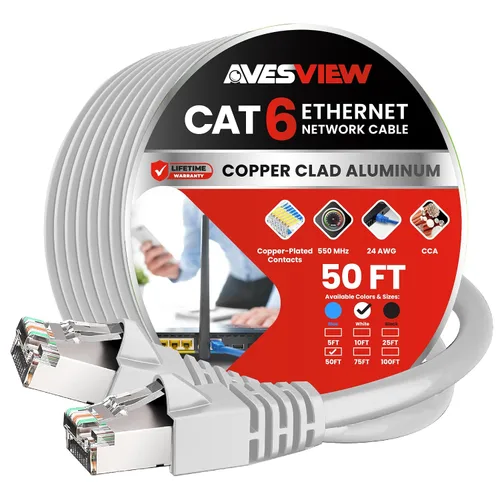 Vista 19 de Cable Ethernet blindado CAT 6 de 5 pies, para interiores de alta velocidad (SFTP) 10 Gbps blindado sin enganches, cable Ethernet de 5 pies