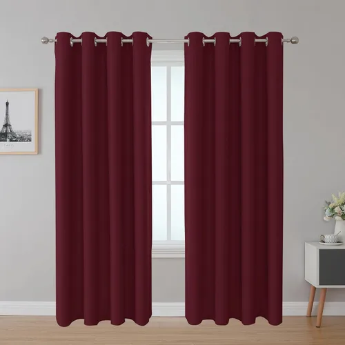 Vista 8 de Inherent Fire Retardant Blackout Curtains, Grommet Top, NFPA 701 Certified Flame Resistant Drape, FR Window Curtains for Classroom, 2 Panels, Black