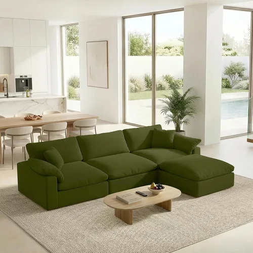 Vista 31 de Sofá modular modular con asiento profundo extra cómodo, sofás modernos negros para sala de estar, apartamento, oficina, espacio pequeño