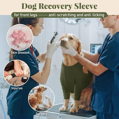 Vista 2 de Nanaki Trajes de recuperación para cirugía de perro para patas delanteras, manga para pierna de perro para dejar de lamer, pantalones anti-lamida