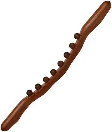 Vista 13 de Herramientas de masaje de madera Gua Sha, herramienta de paleta de drenaje linfático de 10 cuentas, herramienta de masaje de mano para esculpir