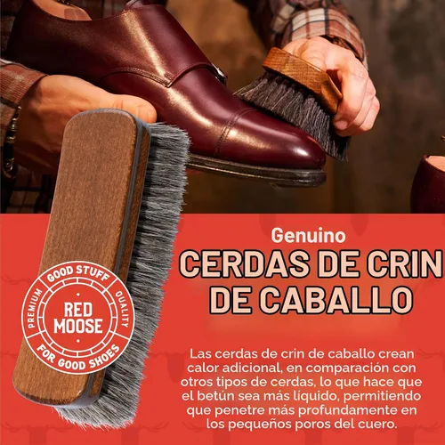 Vista 4 de Cepillo para zapatos de crin - Cepillo para pulir zapatos para cuero, botas