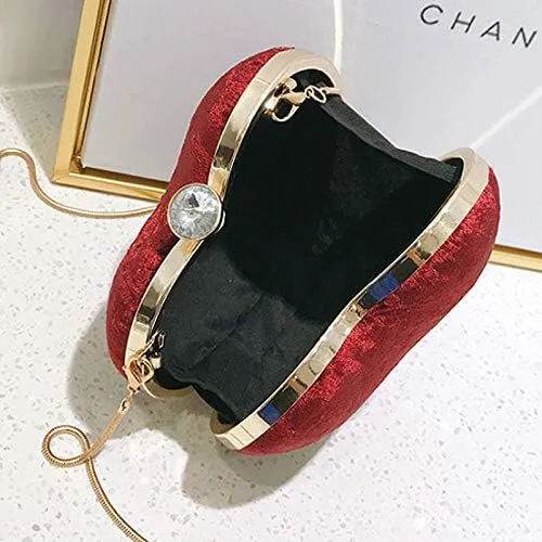 Vista 2 de Goclothod Bolso de mano con forma de corazón para mujer bolso de hombro de terciopelo