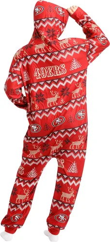 Vista 2 de FOCO Unisex NFL Team Logo Pajamas One Piece Onesie Patrón feo navideño
