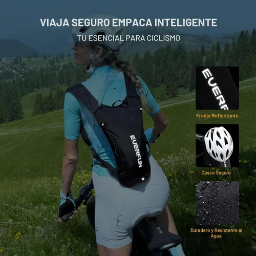 Vista 6 de EVERFUN Hydration Backpack Running Vest Small Hiking Water Backpack with 1.5L Water Bladder, Lightweight Reflective Phone Holder Hydro Pack for