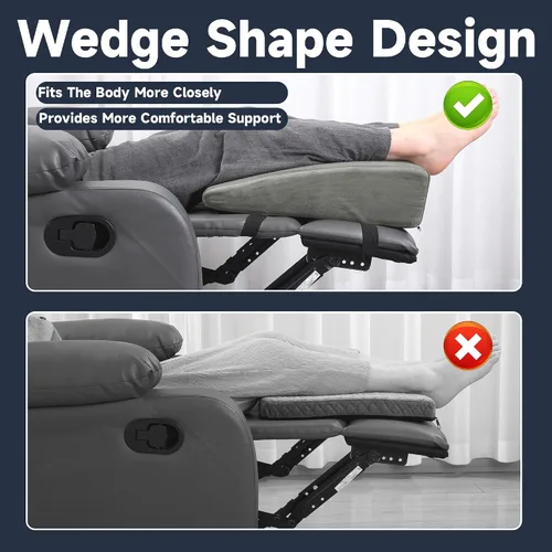 Vista 4 de Almohada de cuña para reclinar, almohada para las piernas de espuma extra grande con cojín de reposapiés ajustable, almohada de cuña para elevación