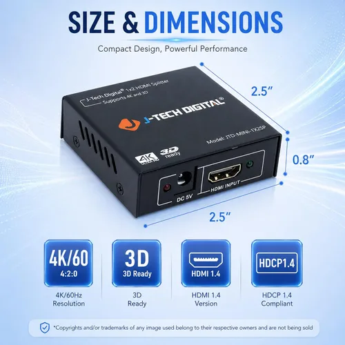 Vista 7 de J-Tech Digital, divisor de potencia, versión 1.3 certificado con Deep Color y HD Audio