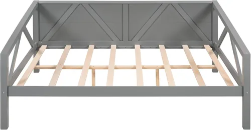 Vista 6 de Flieks Sofá cama de tamaño matrimonial, marco de sofá cama de madera, sofá cama multifuncional para niños/adolescentes/muebles de habitación