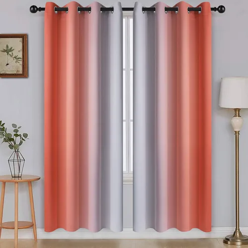 Vista 25 de SimpleHome Cortinas degradadas degradadas para oscurecer la habitación de 36 pulgadas de largo para dormitorio, con ojales y bloqueo de luz Negro