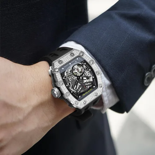 Vista 2 de Tonneau - Reloj automático para hombre, reloj de esqueleto de lujo para hombre, mecánico, resistente al agua, analógico, reloj de pulsera