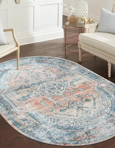 Vista 15 de Unique Loom Newport Collection - Alfombra de área ocre (2' x 3' 11", azul/marrón claro)