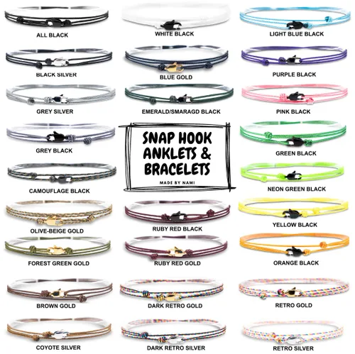 Vista 5 de Made by Nami Surfer Anklet with Snap Hook Clasp Waterproof & Adjustable Thin String Ankle Bracelets for Women and Men Handmade Jewelry for Beach and