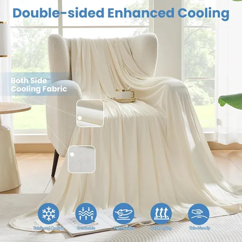 Vista 3 de OIGAE Manta refrescante para personas que duermen con calor – Manta fría de verano suave y ligera para sudores nocturnos, perfecta para cama, sofá