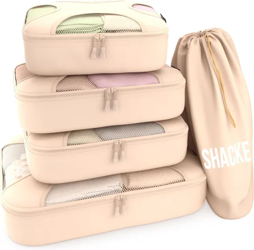 Vista 20 de Shacke Juego de 5 cubos de embalaje para viajes con bolsa de lavandería Juego de 5 - Air Black
