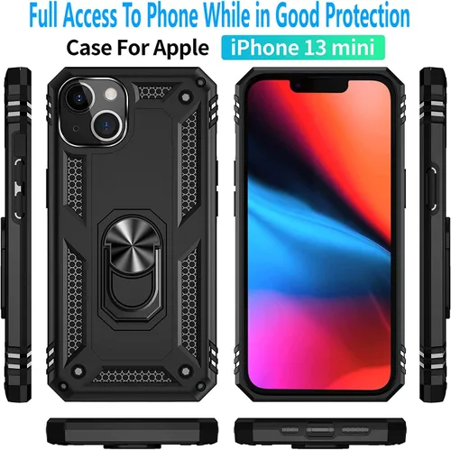 Vista 3 de STARSHOP Funda compatible con iPhone 13 Mini, con protector de pantalla de vidrio templado incluido, protección contra caídas de grado militar a