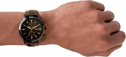 Vista 5 de Fossil Men's Townsman Quartz Stainless Steel and Leather Chronograph Watch Cuero Marrón/Negro