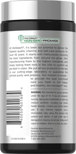 Vista 3 de Horbäach Cápsulas de Rhodiola Rosea 180 unidades Suplemento sin OMG, sin gluten