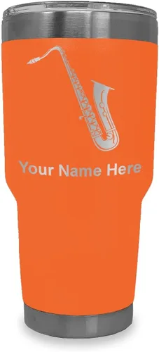 Vista 18 de LaserGram Vaso aislado al vacío de 20 onzas, saxofón, grabado personalizado incluido (negro)