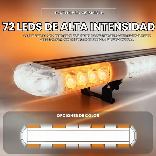 Vista 2 de Barra de Luces Estroboscópicas de Emergencia para Asesor de Tráfico de Techo de 45 Pulgadas, Color Ámbar/Blanco, con Controlador, Luz Intermitente